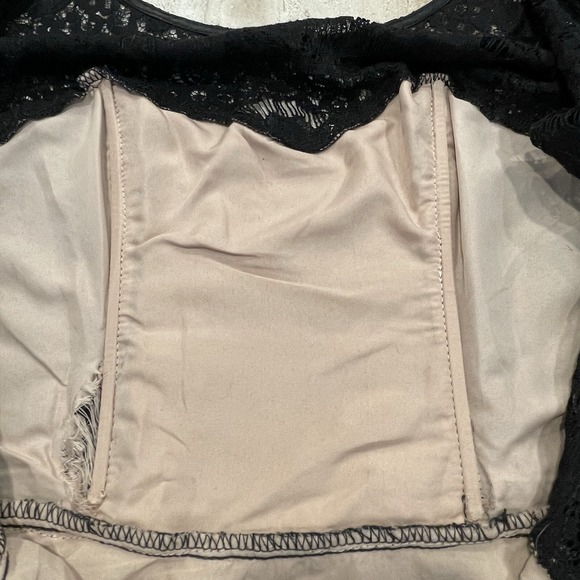 Womens Dress Mini Small Black Lace Lined‎ Tiered Fairy Goth Club Pinup Couture S - Picture 13 of 14